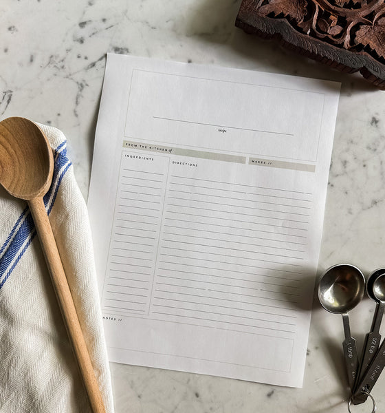 Recipe Sheets