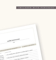 Recipe Sheets