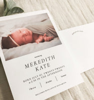 Elegant Birth Announcement + Thank You Card