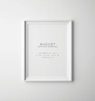 Simple Birth Stats Print