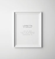 Simple Birth Stats Print