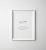 Simple Birth Stats Print