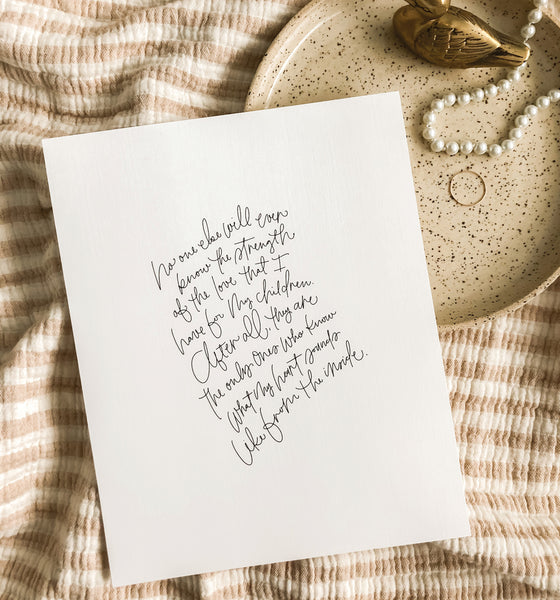 The Love for My Children Print | Hand Lettered Print